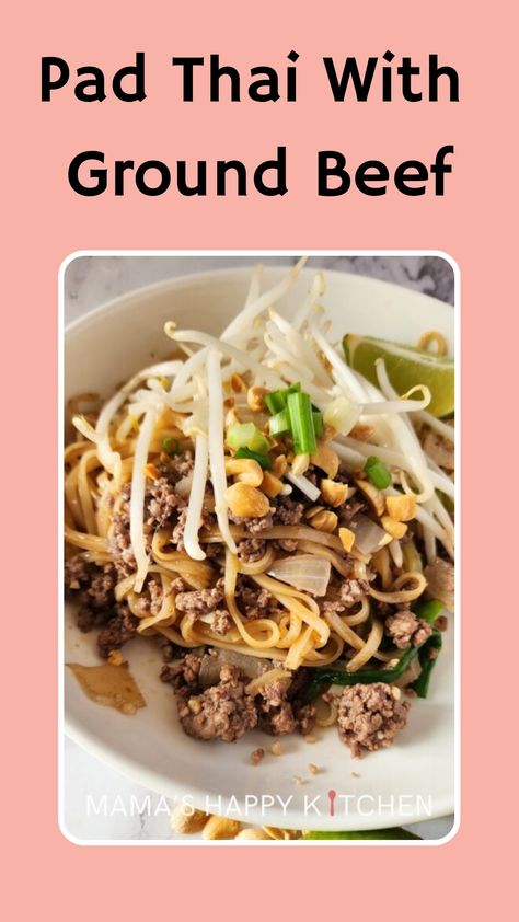 Food prices are through the roof right now! I try to cut out as much costs as possible, so this is why I created this delicious Pad Thai with ground beef recipe. Pad Thai isn't usually made with hamburger meat, so this recipe isn't "authentic" in any sense. But it is still quite yummy, and since it uses rice noodles, it is also gluten-free. (Just make sure to use gluten-free soy sauce or tamari as well.) You can cook up a whole pot of Pad Thai for a fraction of the cost. Thai Hamburger Recipe, Ground Beef Pad Thai Recipe, Thai Rice Noodle Recipes, Thai Dinner Recipes, Thai Rice Noodles, Rice Noodle Recipes, Pad Thai Sauce, Ground Beef Recipe, Whole Wheat Spaghetti