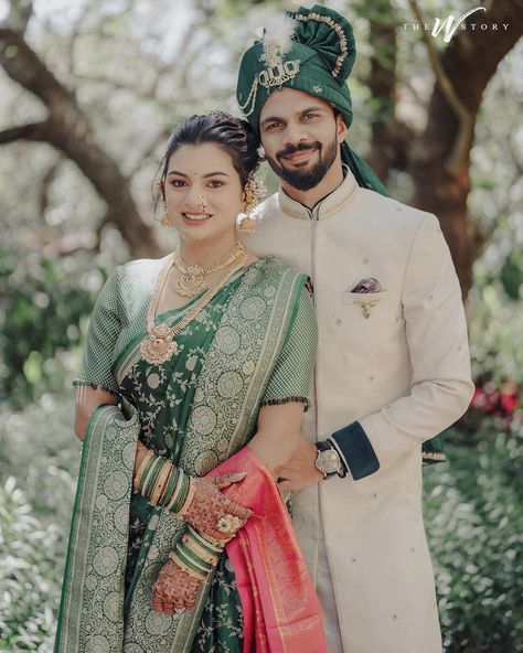 Ruturaj Gaikwad Marries Utkarsha Pawar In A Maharashtrian Wedding Ruturaj Gaikwad, Wedding Matching Outfits, Maharashtrian Wedding, Engagement Saree, Reception Gowns, Marathi Bride, Engagement Look, Marathi Wedding, Indian Wedding Poses