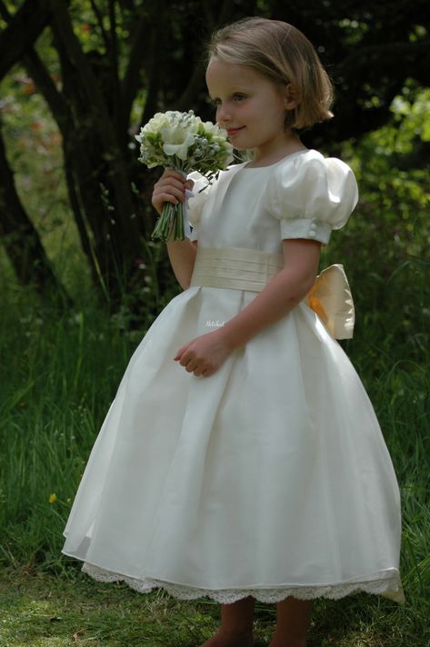 Kids Bridesmaid Dress, Silk Flower Girl Dress, Silk Organza Dress, Gold Sash, Tulle Petticoat, Girls Designer Dresses, Eliza Dress, Chiffon Overlay, Communion Dresses