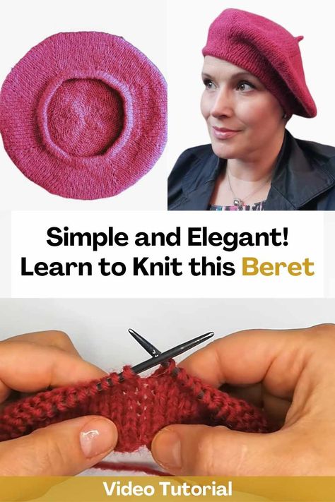 Learn how to knit this beret by watching this video tutorial. This beautiful beret is elegant and best of all, it is easy to make! The creator of this video will teach you step by step how to knit it so that the result of your knitting looks fantastic. You can get creative and make it with the color of yarn that you like the most! This beret is a quick and easy project, suitable for beginners. You are going to love this knitting project! It is also perfect for winter days. Knitting is super... Loom Knit Beret, Beret Hat Knitting Pattern, Knit Beret Free Pattern, Knitted Beret Patterns Free, Beret Knitting Pattern Free, French Beret Pattern, Knit Beret Pattern, Beret Knitting Pattern, Beret Hat Pattern