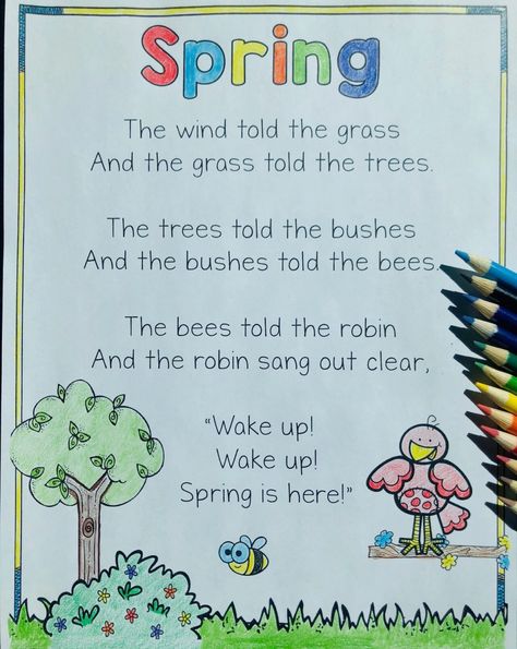 Hello Spring?! - Heart of the Class Spring Free Printables, Spring Poems For Kids, Kindergarten Poetry, April Preschool, Preschool Poems, Goodbye Winter, Spring Poem, Spring Kindergarten, Crafts Fall