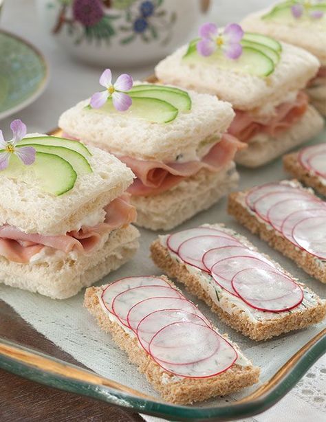 Afternoon Recipes, Croquet Party, Yummy Sandwiches, Poetry Tea, Cucumber Tea Sandwiches, Tea Treats, Tea Party Sandwiches, Luncheon Ideas, Tea Sandwiches Recipes