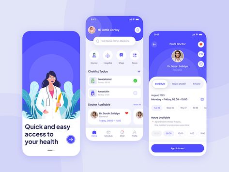 ChekDoc : Health Care Mobile App by Irfan Dedek 🥦 for Pixelz on Dribbble Health Mobile App, Application Ui Design, Desain Ux, Health App Design, Ux Design Mobile, Health Application, App Inspiration, App Design Layout, Medical App