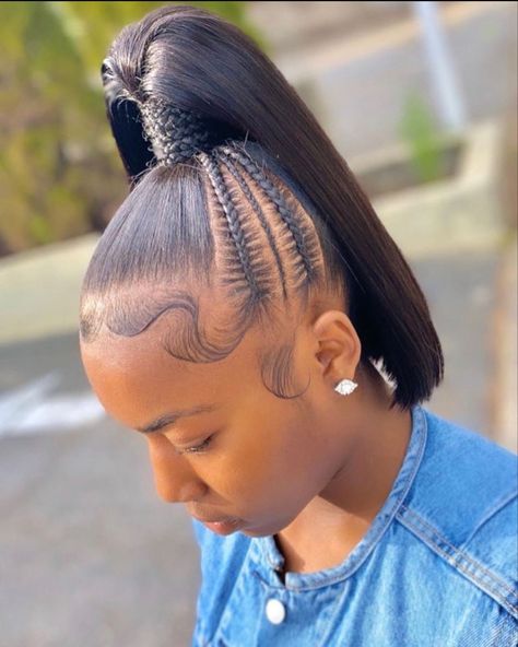 Sleek Ponytail Black Women, Ponytail Black Women, Pretty Ponytails, Black Kids Braids Hairstyles, Cornrow Ponytail, Weave Ponytail Hairstyles, Sleek Ponytail Hairstyles, Black Ponytail Hairstyles, Goddess Braids Hairstyles