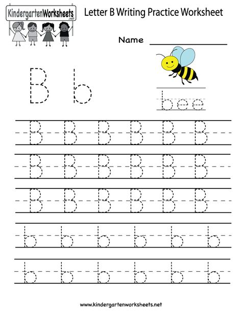 Kindergarten Letter B Writing Practice Worksheet Printable H Worksheets For Preschoolers, Letter B Worksheets, Letter Writing Practice, Pre K Worksheets, Alphabet Worksheets Kindergarten, Cursive Writing Worksheets, Handwriting Practice Worksheets, Kindergarten Letters, Writing Practice Worksheets