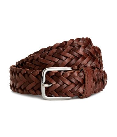 Braided belt | Cognac brown | Men | H&M NZ Outfit Sport, Brooks Brother, Handmade Leather Belt, Braided Leather Belt, Leather Art, Braided Belt, Woven Belt, Genuine Leather Belt, Leather Belts