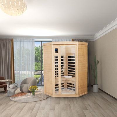 Exercise is hard to keep up, so let's take a sauna! Multiple exercise options in one sauna room. Relax and improve your quality of life. Relieve fatigueRelieve stressImprove metabolismImprove skin characterBoost the immune system | Healthomse 4 - Person Indoor Bluetooth Compatible FAR Infrared Sauna in Hemlock in Brown, Size 75.2 H x 47.3 W x 47.3 D in | Wayfair Portable Infrared Sauna, Canadian Hemlock, Dry Sauna, Indoor Sauna, Zen Room, Sauna Room, Infrared Sauna, Reading Lamp, Home Spa