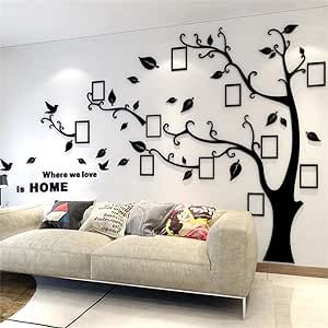 Cadre Photo Diy, Family Tree Wall Decor, Photo Frame Tree, Family Tree Picture Frames, Family Tree With Pictures, Tree Decal, Wall Sticker Design, Family Photo Frames, Tree Decals