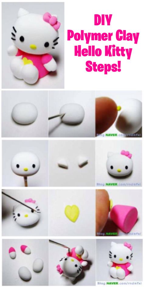 How To Make Hello Kitty Out Of Clay, Hello Kitty Clay Art Ideas, Hello Kitty Earrings Clay, Hello Kitty Out Of Clay, Hello Kitty Air Dry Clay Ideas, Hello Kitty Clay Sculpture, Clay Hello Kitty Ideas, Hello Kitty Clay Charm, Hello Kitty Air Dry Clay