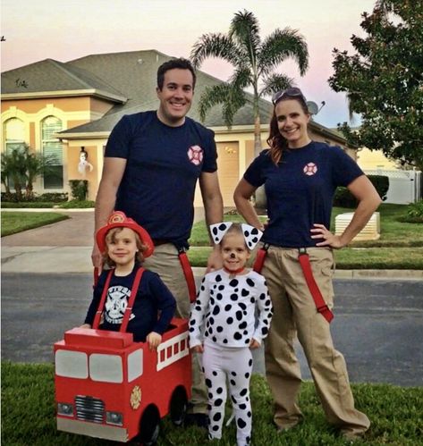 Firetruck Family Costume, Fire Hydrant Halloween Costume, Fire Department Crafts For Preschool, Firefighter Family Costume Ideas, Group Firefighter Costume, Fire Truck Family Costume, Fire Family Costume, Fireman Family Halloween Costumes, Firetruck Halloween Costume