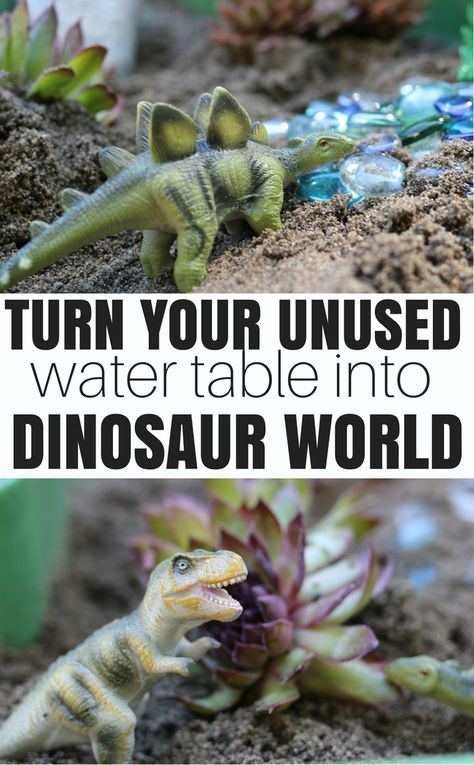 Water Table Dinosaur World Dinosaur Outdoor Activities Preschool, Dinosaur Outside Activities, Dinosaur Water Activities, Dinosaur Messy Play Activities, Dinosaur Messy Play Tray, Dinosaur Small World, Dinosaur Activity, Dinosaur Garden, Dinosaur World