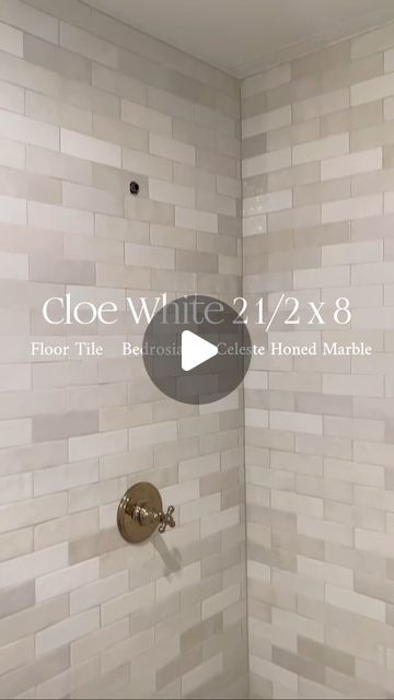 Bedrosians Tile and Stone on Instagram: "A winning combination Shower Tile: Cloe 2.5x8 in White Designed by @coverings_idaho" Chloe White Tile Bedrosians, Cloe Shower Tile, Bedrosians Cloe Tile White Bathroom, Cloe Tile Shower Bathroom, Bedrosians Cloe Tile White, Cloe Tile, Bedrosians Tile, Honed Marble, White Shower