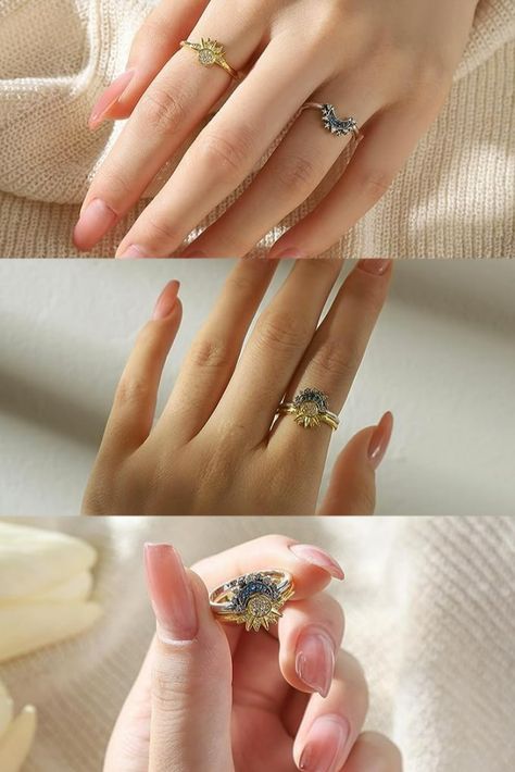 Adjustable Sun And Moon Design Promise Rings, Elegant Rings With Sun And Moon Design As Gift, Adjustable Sun And Moon Design Rings, Pandora Sun And Moon Ring, Mystical Sun And Moon Design Ring, Celestial Sun And Moon Design Jewelry Ring, Moon And Sun Ring, Pandora Moon, Friendship Promise