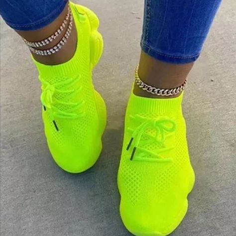 973a5f0ccbc4ee3524ccf035d35b284bdesc45289797ri Mesh Fashion, Mesh Heels, Socks Sneakers, Walking Shoes Women, Yellow Shoes, Casual Flat Shoes, Casual Sportswear, Breathable Sneakers, Mesh Shoes