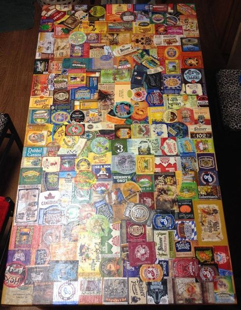 Drink enough different kinds of craft beer that you can decorate your coffee table with the coolest labels. Bp Table, Beer Crafts, Craft Beer Labels, Beer Table, Beer Cap, Beer Bottle Caps, Beer Art, Beer Pong Tables, Beer Caps