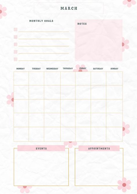 Pastel Pink Aesthetic Flower Textured Paper March Monthly Planner goodnoteplanner #freeblogplanner #freehomeschoolplanner😴 School Planner Aesthetic, March Aesthetic, Planner Monthly Layout, Planner Pink, Interesting Facts About Me, Study Planner Printable, Month Stickers, Planner Tips, Flower Texture