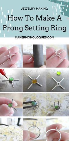 Prong Ring Setting, Silversmithing Jewelry, Jewelry Making Rings, Diy Jewelry To Sell, Metal Jewelry Making, Prong Ring, Handmade Jewelry Ring, Wire Jewelry Tutorial, Soldering Jewelry