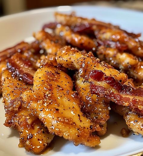 Brown Sugar Bacon Chicken, Bacon Brown Sugar Chicken, Tender Recipes, Savory Bacon, Brown Sugar Chicken, Brown Sugar Bacon, Bacon Chicken, Chicken Tender, Chicken Tender Recipes