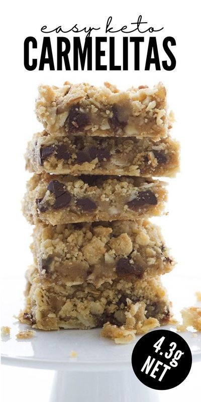 These keto carmelitas are going to blow your mind. Heavenly low carb �oatmeal� bars filled with sugar-free caramel and chocolate. Hard to believe this grain-free treat isn�t made with oats! Guiltless Desserts, Low Carb High Protein Meals, Low Glycemic Desserts, Low Carb Oatmeal, Keto Oatmeal, Low Sugar Treats, High Protein Meals, Gf Cookies, Low Carb High Protein