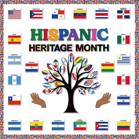 PRICES MAY VARY. 【Package includes】You will get 70 pieces of hispanic heritage month theme bulletin board cutout and 120 glue points. Suitable for celebrating hispanic heritage month decorations spanish classroom decorations 【Large Size】The national flag cutout is about 5.1 x 4.4 inches/13 x 11.2 cm, the tree cutout is about 26.6 x 24.8 inches/ 67.5 x 63 cm, and the border cutout is about 11.8 x 2 inches/ 30 x 5 cm; You can easily combine hispanic heritage month cutout decorations with glue poin Spanish Heritage Month Bulletin Board, Hispanic Heritage Month Decorations, Hispanic Flags, Spanish Heritage Month, Hispanic Heritage Month Bulletin Board, Month Decorations, Latin American Spanish, Tree Cutout, Puppy Teacup