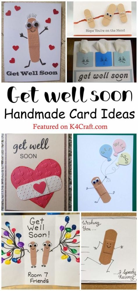 Beautiful DIY "Get Well Soon" Card Ideas • K4 Craft Diy Feel Better Cards, Feel Better Soon Cards Diy, Get Better Card Ideas, Get Well Soon Diy Cards, Get Well Soon Card Ideas Handmade, Get Well Soon Ideas, Get Well Cards Diy, Get Well Soon Cards Diy, Diy Get Well Cards