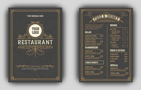 Restaurant Menu Card, Menu Vintage, Elegant Banners, Restaurant Web, Halftone Design, Black Friday Banner, Menu Layout, Bullet Journal Paper, Business Presentation Templates