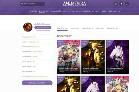 Animtora is Anime and Manga Community System Template That You Can Use to build, Anime Streaming websites and Manga Reading application with a blogging and forums system also providing a lot of built-in features, for the users like notifications of new episodes and favorite list and much more, with advanced admin options panel that make it easy for you to enable or disable any of its features, and easily customize the colors, logo, advanced search fields, post-types, media layouts etc, including Anime Streaming Websites, Wordpress Templates, Free Website Templates, Small Business Website, Online Shopping Websites, Anime And Manga, Templates Free Download, Market Shopping, Website Templates