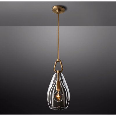 This stunning, handcrafted teardrop fixture, with adjustable height and dimmable features, provides a uniquely elegant ambiance. Its gleaming copper finish and transparent glass shade offer a timeless appeal to complement diverse design aesthetics. Size: 9" x 6" | Everly Quinn 1 - Light Teardrop Pendant 9.0 H x 6.0 W in brown / pink / yellowGlass in Copper | 9" x 6" | Wayfair Modern Island Lighting, Modern Room Decor, Kitchen Lights, Bathroom Vanity Light, Door Lever, Design Aesthetics, Light Copper, Teardrop Pendant, Universal Design