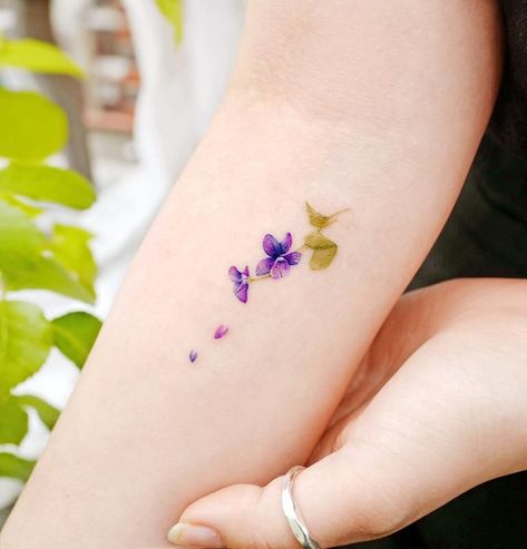 February Birth Flowers Violet 3 Love Tattoos For Women, Self Love Tattoos, Purple Flower Tattoos, Violet Flower Tattoos, Violet Tattoo, Flower Tattoo Ideas, Flower Tattoo Meanings, Self Love Tattoo, Flower Wrist Tattoos