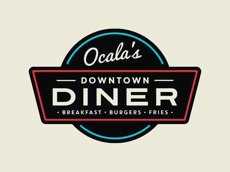 Downtown Diner Logo by Carl Craig on Dribbble Diner Branding, Diner Logo, Diner Sign, Vintage Diner, Text Logo Design, American Diner, Bar Logo, Retro Sign, Retro Logos