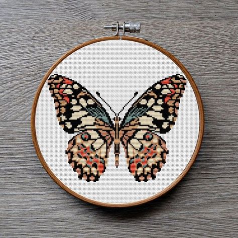 Cross Stitch Wall Art, Butterfly Cross Stitch Pattern, Embroidery Modern, Cross Stitch Hoop, Stitch Collection, Butterfly Cross Stitch, Nature Cross Stitch, Hoop Embroidery, Copy Print