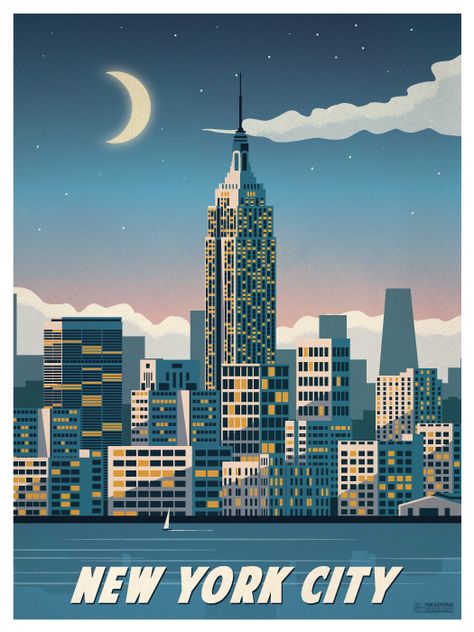 New York City Poster on Behance Place Wallpaper, City Canvas Art, Voyage New York, Poster Wallpaper, Retro Travel Poster, City Poster, City Illustration, Vintage New York, American Cities