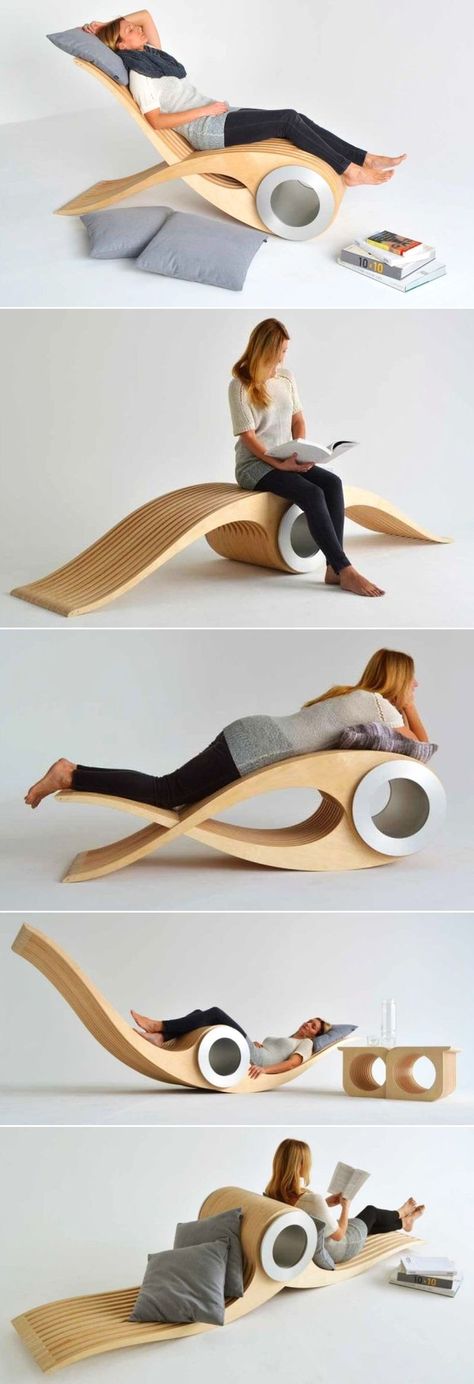 Exocet Chair Alters to Varying Configurations For Maximum Comfort #chairdesign Unique Chair Design Creative, Unique Furniture Design Creative, Cnc Furniture Design, Cnc Furniture Plans, Unique Chairs Design, Wood Chair Design, Porch Chairs, Chair Design Wooden, Unique Furniture Design