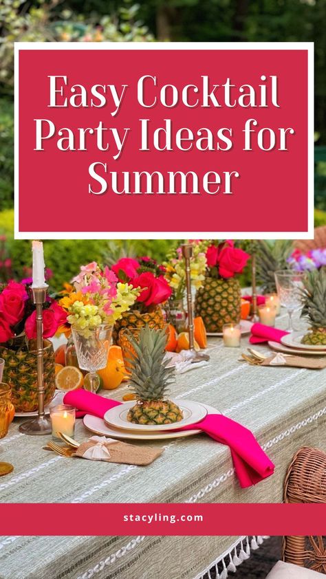 Looking for ideas to host a summer gathering for friends and family? Wait until you see these easy cocktail party ideas for summer. Plus some themed cocktail party ideas you should try. Summer Cocktail Party Decor, Easy Themes, Cocktail Party Ideas, Party Ideas Themes, Outdoor Cocktail Party, Cocktail Party Decor, Cocktail Party Themes, Coconut Shrimp Recipes, Best Summer Cocktails