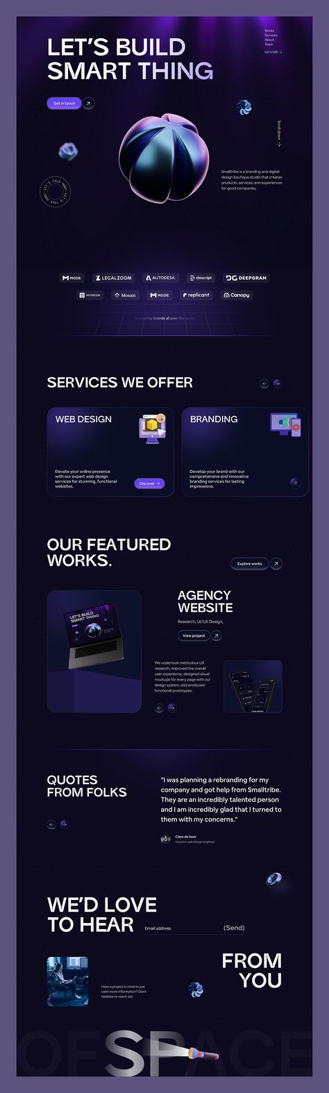 Creative Digital Agency Landing Page by Ofspace UX/UI on Dribbble Community Website Design Inspiration, Sign Up Page Design Website, Blockchain Landing Page, Creative Landing Page Design Inspiration, Web Design Dark, Dark Landing Page, Web3 Website, Dark Website Design, Digital Agency Website Design