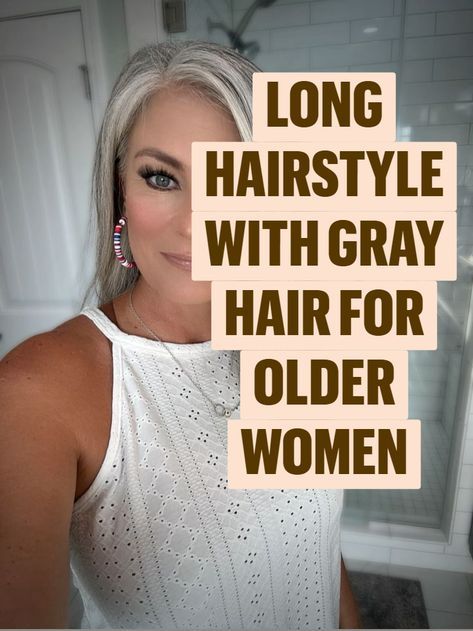 Medium Length Haircut Silver Hair, Senior Long Hairstyles Older Women, Long Hair Ideas For Women Over 50, Gray Hair Ideas Over 50, Medium Length Hair With Layers Over 60 Older Women, Gray Hair With Blonde Highlights Over 50, Grey Long Hair Older Women, Long Layered Hair Over 50, Long Hairstyles For Older Women Over 50