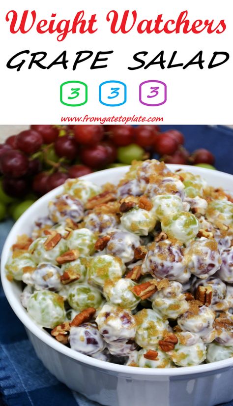 Low Carb Grape Salad, Healthy Grape Salad Recipe, Keto Grape Salad, Ww Salad Recipes, Low Calorie Fruit Salad, Healthy Grape Salad, Sonoma Diet, Ww Appetizers, Amazing Fruits