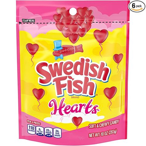 Swedish Fish Valentine, Valentines Candy Gifts, Valentines Day Candy Hearts, Swedish Fish Candy, Gummy Snacks, Valentines Day Candy, Fish Candy, Valentine Candy Hearts, Heart Shaped Candy