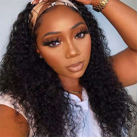 PRICES MAY VARY. 100% Brazilian Virgin Human Hair Headband Wigs deep wave,No Glue,No Sew In,Non Lace Front Wigs Machine Made Headband Wigs For Black Women.No Tangle,No Shedding,No Smell,Soft, Healthy,Can Be Straightened,Curled,Bleached,Dyed,And Styled As Your Own Hair Headband Wigs Size Adjustable: Cap Size - There are clips in the front and Velcro in the back. Average water wave wig cap (Circumference:22.5") Fits most head sizes. The straps are strong, not easily deformed Headband Wig Healthy a Long Hair Wigs, Headband Wig, Curly Human Hair Wig, Curly Waves, Wig Human Hair, Half Wigs, Headband Wigs, Brazilian Virgin Hair, Cap Hair