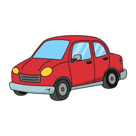 Mobil Cartoon, Red Car Drawing, Car Cartoon Drawing, Car Cartoon Cute, Car Drawing For Kids, Car Cartoon Illustration, Auto Drawing, Cartoon Transportation, Animated Car