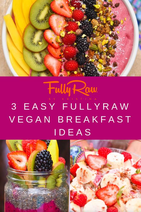 Raw Food Breakfast Ideas, Raw Vegan Breakfast Recipes, Raw Breakfast Recipes, Rainbow Breakfast, Raw Kristina, Vegan Cereal, Rainbow Jar, Breakfast Bowl Vegan, Raw Vegan Recipes Easy