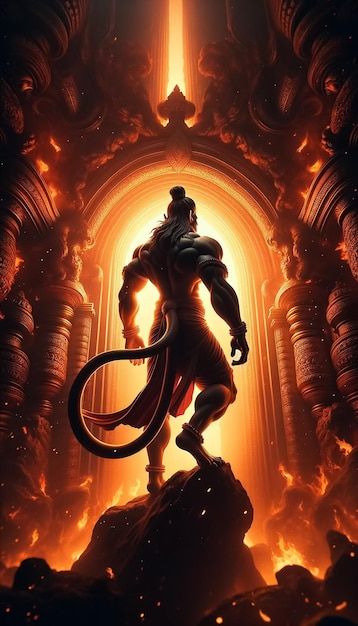 Download this Premium Photo about Lord Hanuman is distant and minimized and The environment is bathed in truetolife fire tones, and discover more than 60 Million Professional Stock Photos on Freepik Hanuman Photos Wallpapers, Powerful Hanuman, Lord Balaji Hd Wallpaper 4k, Hanuman Live Wallpaper, Krishna Vani, Hanuman Images Hd, Hanuman Hd, Hanuman Ji Wallpapers, Hanuman Wallpapers