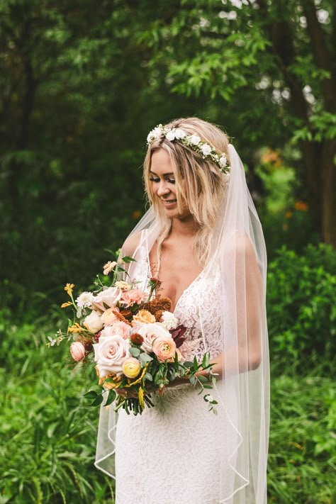 Bride Hair With Flowers And Veil, Bridal Hair With Veil And Flowers, Wedding Hair Flower Crown Veil, Wedding Hair With Flower Crown And Veil, Flower Crown Wedding Hair With Veil, Veils With Flower Crown, Dainty Flower Crown Wedding Hair, Wedding Hair With Veil And Flowers, Wedding Veil With Flower Crown