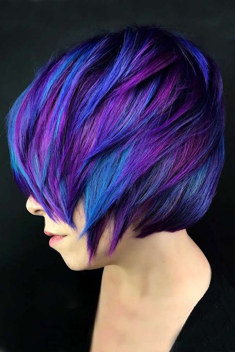 We have gathered here all the trendiest and gorgeous blue hair color ideas inspired by flowers; we hope that you will enjoy and will find something that will come to your taste! #haircolor #bluehair #blueflowers Purple And Blue Hair, Blue Purple Hair, Epic Hair, Medium Haircuts, Galaxy Hair, 50 Hair, Bright Hair Colors, Hair Color Purple, Bright Hair