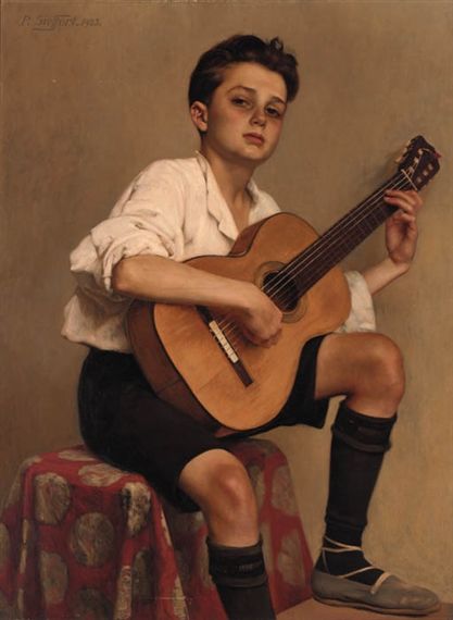 Guitar Illustration, Tableaux Vivants, L'art Du Portrait, Foto Langka, Musical Art, Guitar Art, Old Paintings, Classical Art, Boy Art