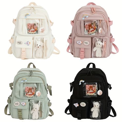 Faster shipping. Better service Ladies School Bag, Cute School Bags, School Bag College, Kawaii Backpack, Women Backpack Travel, Cartoon Backpack, Student Bag, Transparent Bag, Laptop Rucksack