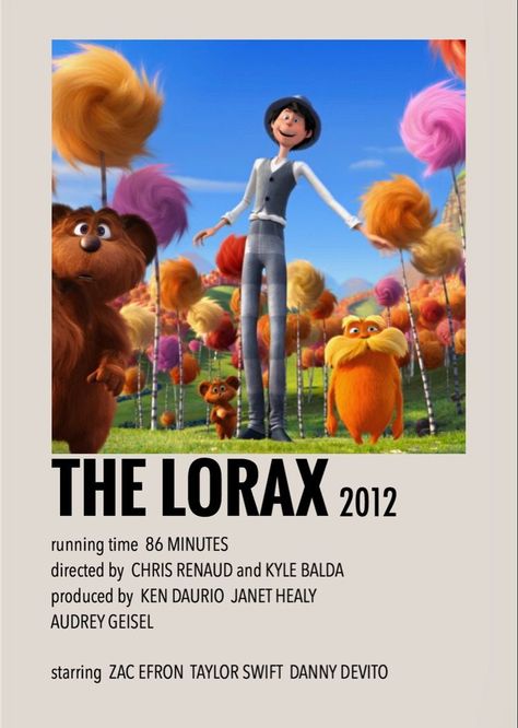 The Lorax Movie, Lorax Movie, Movie Character Posters, Indie Movie Posters, Animated Movie Posters, Iconic Movie Posters, Movie Card, Film Posters Minimalist, Film Anime