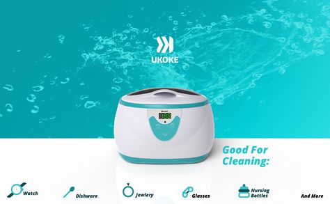 Ultrasonic Cleaner, UKOKE Professional Ultrasonic Jewelry Cleaner with Timer, Portable Household Ultrasonic Cleaning Machine for Electronics Eyeglasses Watches Rings Diamonds Retainer Denture Cleaner Nursing Watch, Denture Cleaner, Ultrasonic Jewelry Cleaner, Ultrasonic Cleaner, Jewelry Cleaner, Electric Kettle, Diamonds, Electronics