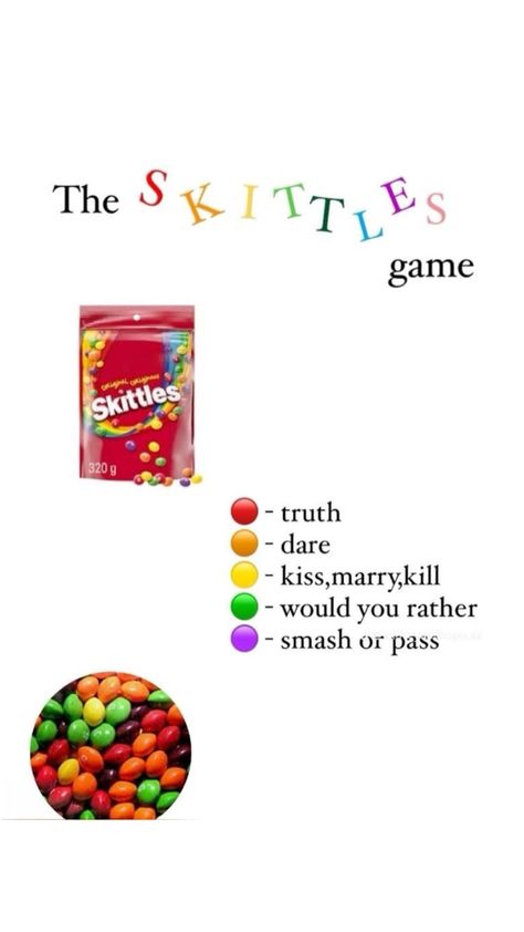 Skittles Game Sleepover, Fun Games For Teenagers, Fun Sleepover Activities, Skittles Game, Red Preppy, Sleepover Essentials, Fun Sleepover Games, Halloween Sleepover, Teen Sleepover