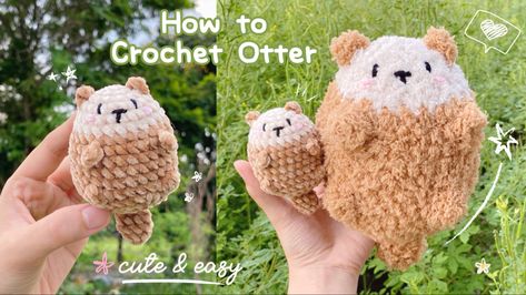 Free Otter Crochet Pattern, Otter Keychain, Otter Crochet, Crochet Otter, Otter Cute, Fast Crochet, Easy Amigurumi, Easy Crochet Animals, Halloween Crochet Patterns